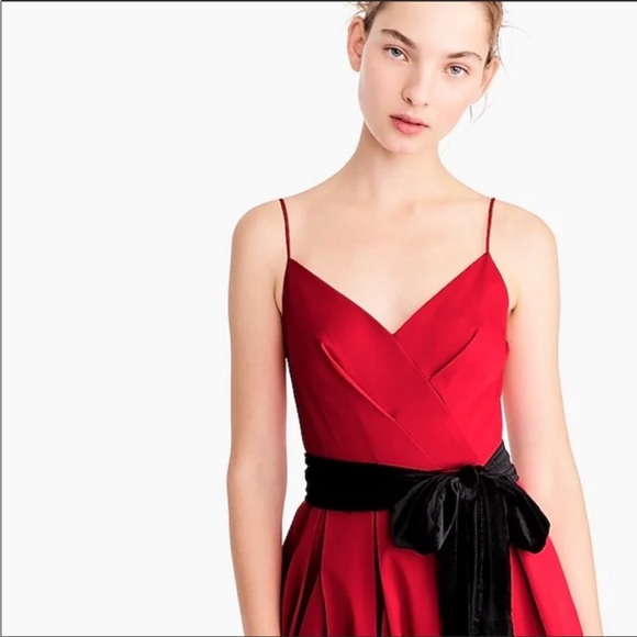J. Crew Red Spaghetti Strap Dress (missing black Velvet Sash) NEW - Picture 5 of 14